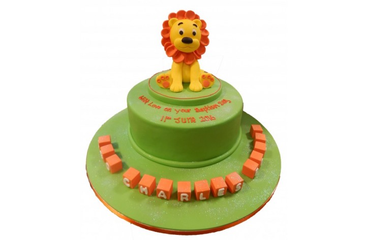 Sugar Lion & Blocks Cake
